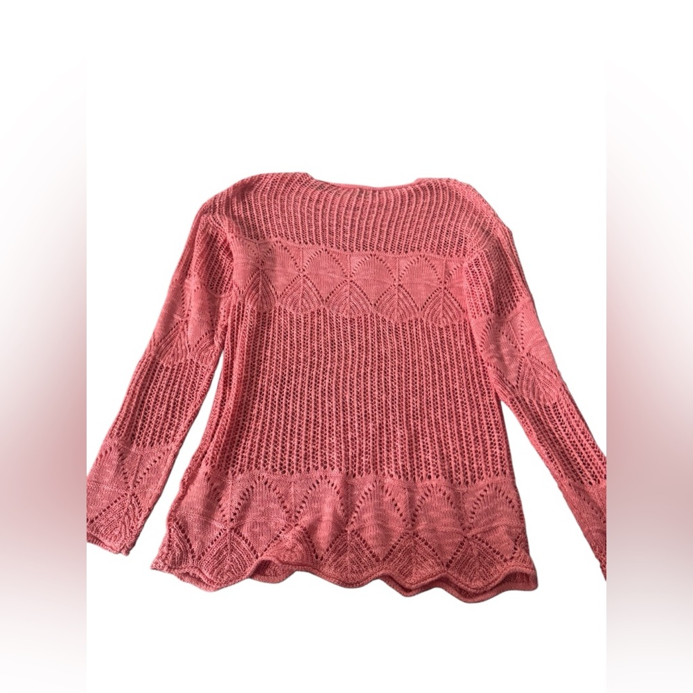 EUC M/L PULSE boutique see through knit sweater in pink